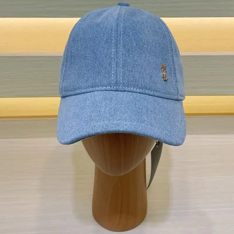 Saint Laurent Cassandre Baseball Cap In Denim Blue