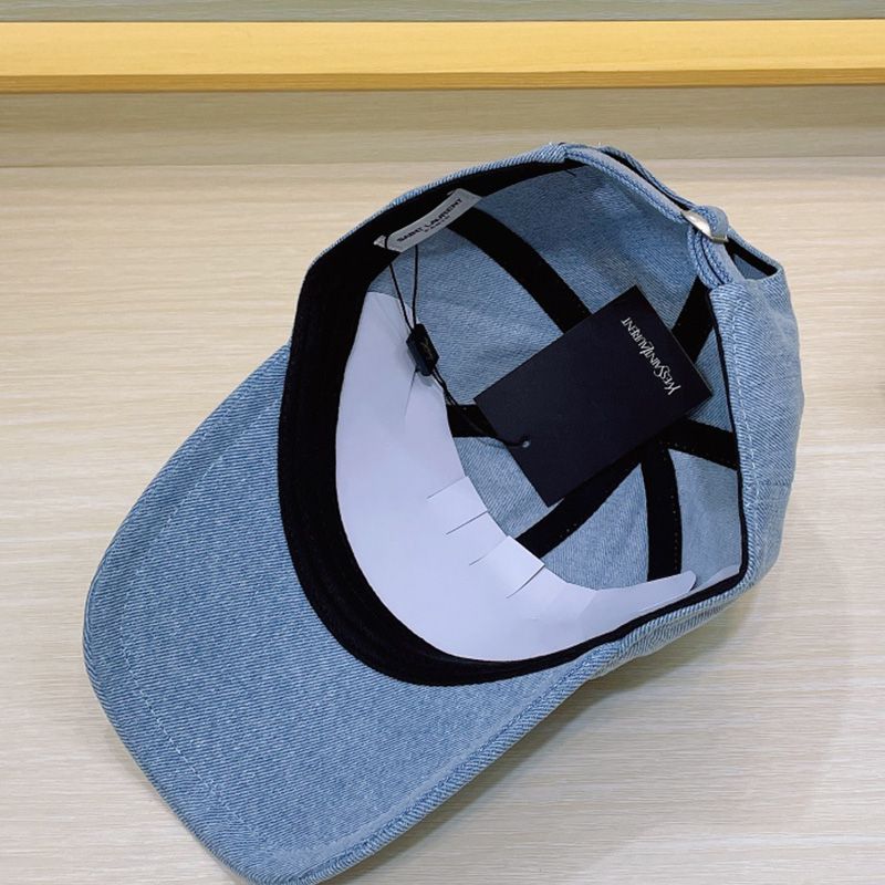 Saint Laurent Cassandre Baseball Cap In Denim Blue