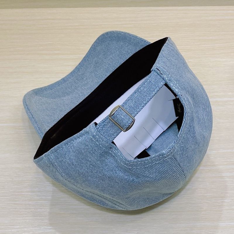 Saint Laurent Cassandre Baseball Cap In Denim Blue