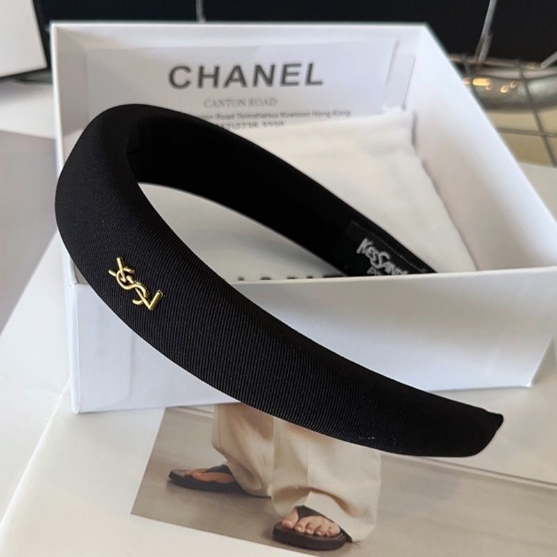 Saint Laurent Cassandre Headband In Cotton Cloth Black