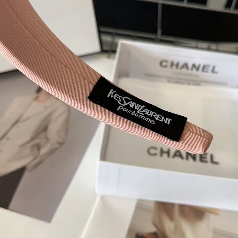 Saint Laurent Cassandre Headband In Cotton Cloth Pink