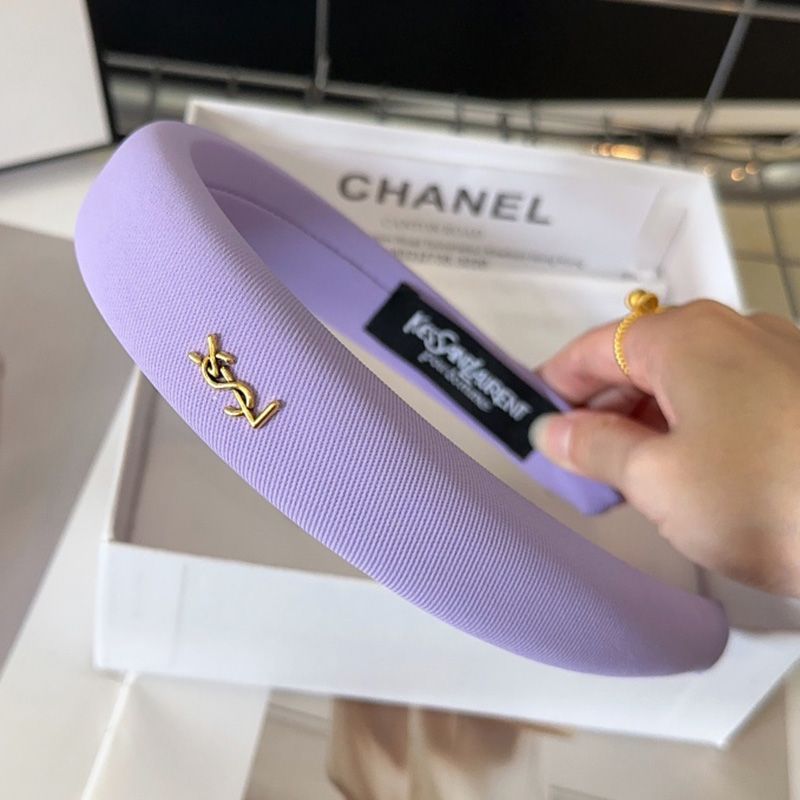 Saint Laurent Cassandre Headband In Cotton Cloth Purple