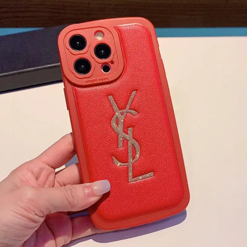 CHEAP Saint Laurent Cassandre iPhone Case In Grained Calfskin Red