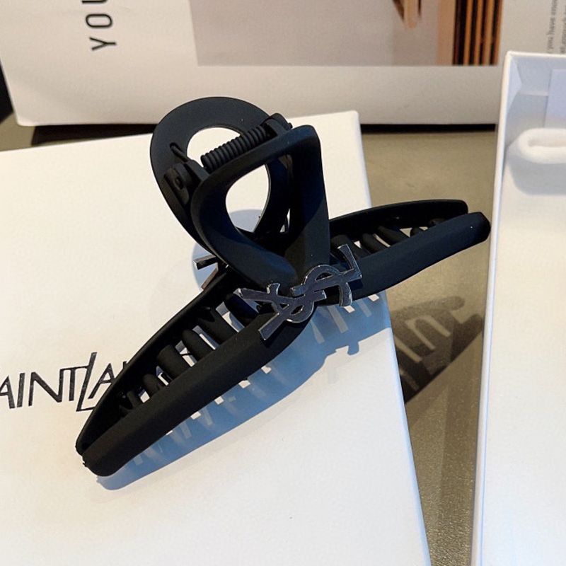 Saint Laurent Cassandre Shark Hair Clip In PVC and Steel Black