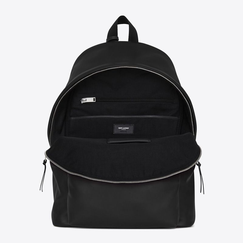 Saint Laurent City Backpack In Matte Leather Black