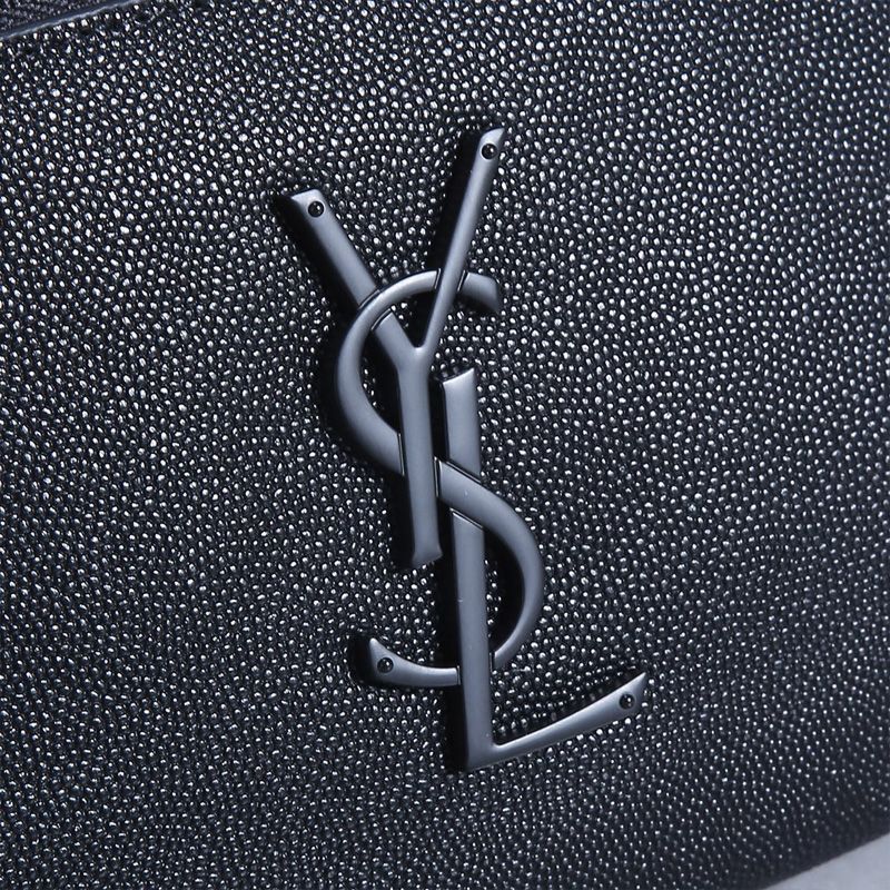 Saint Laurent Classic Monogram Belt Bag In Textured Leather Black