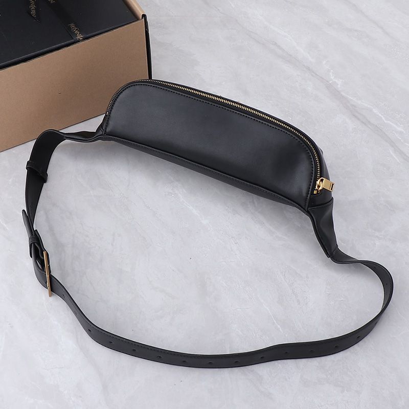 Saint Laurent Classic Monogram Belt Bag In Lambskin Black Gold