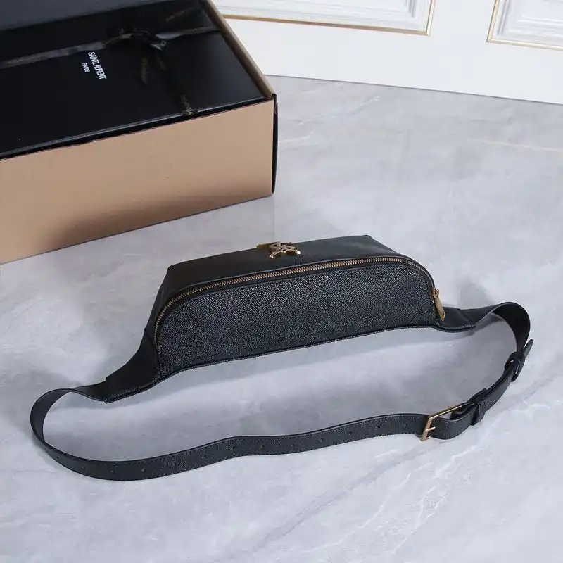 Cheap Saint Laurent Classic Monogram Belt Bag In Textured Leather Black Gold