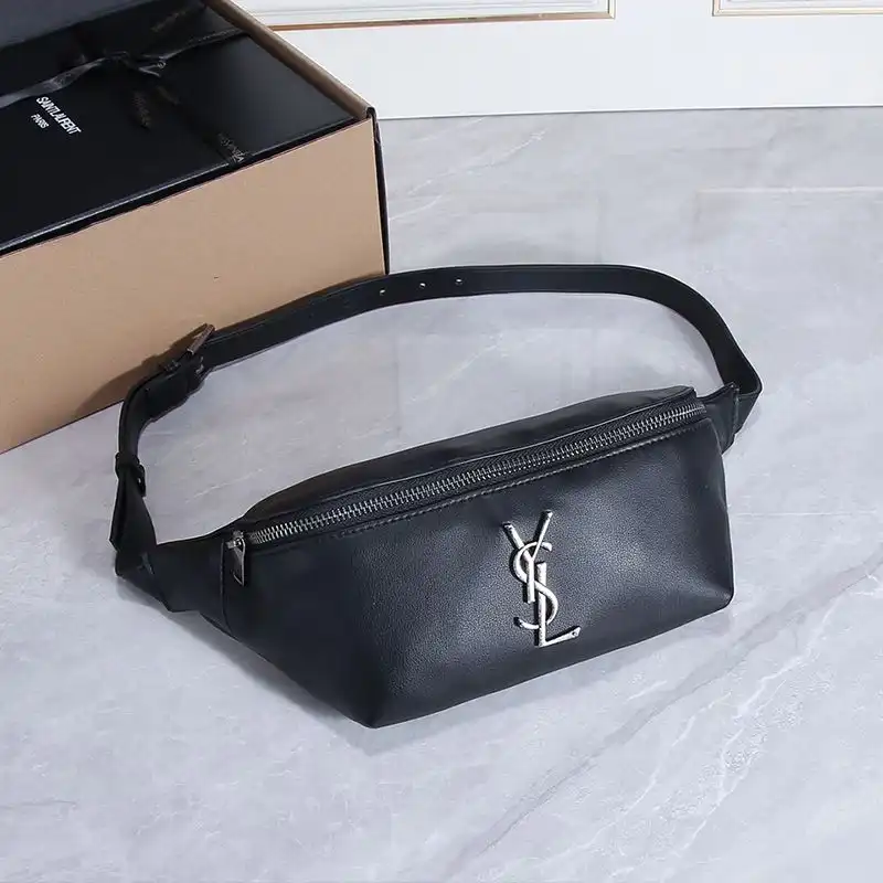 Saint Laurent Classic Monogram Belt Bag In Lambskin Black Silver