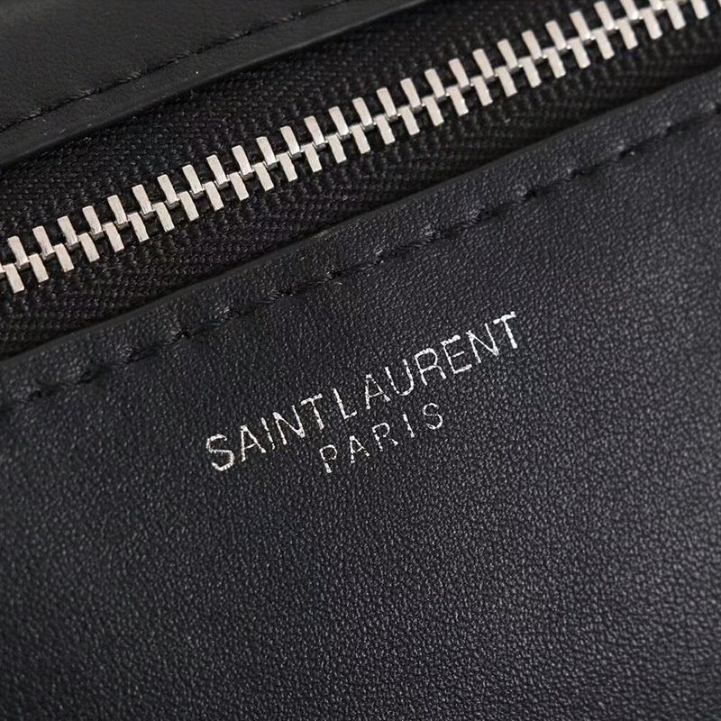 Saint Laurent Classic Monogram Belt Bag In Soft Black Leather Black Silver