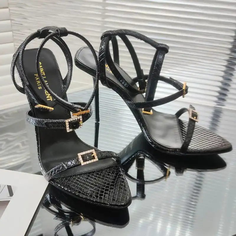 Saint Laurent Claude Sandals Women Python Leather Black