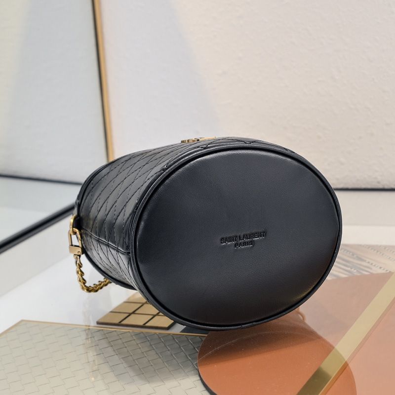 Saint Laurent Gaby Bucket Bag In Lambskin Black Gold