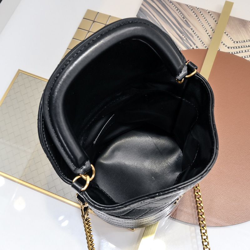 Saint Laurent Gaby Bucket Bag In Lambskin Black Gold