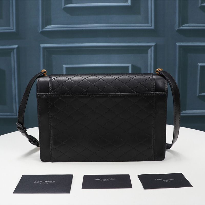 Saint Laurent Gaby Satchel In Quilted Lambskin Black