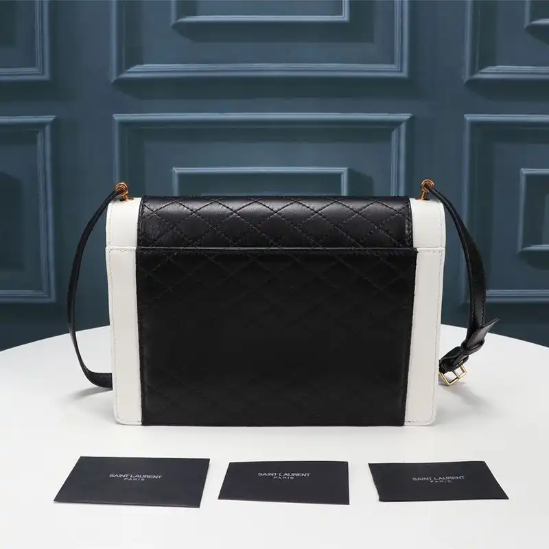 Cheap Saint Laurent Gaby Satchel In Quilted Lambskin Black White