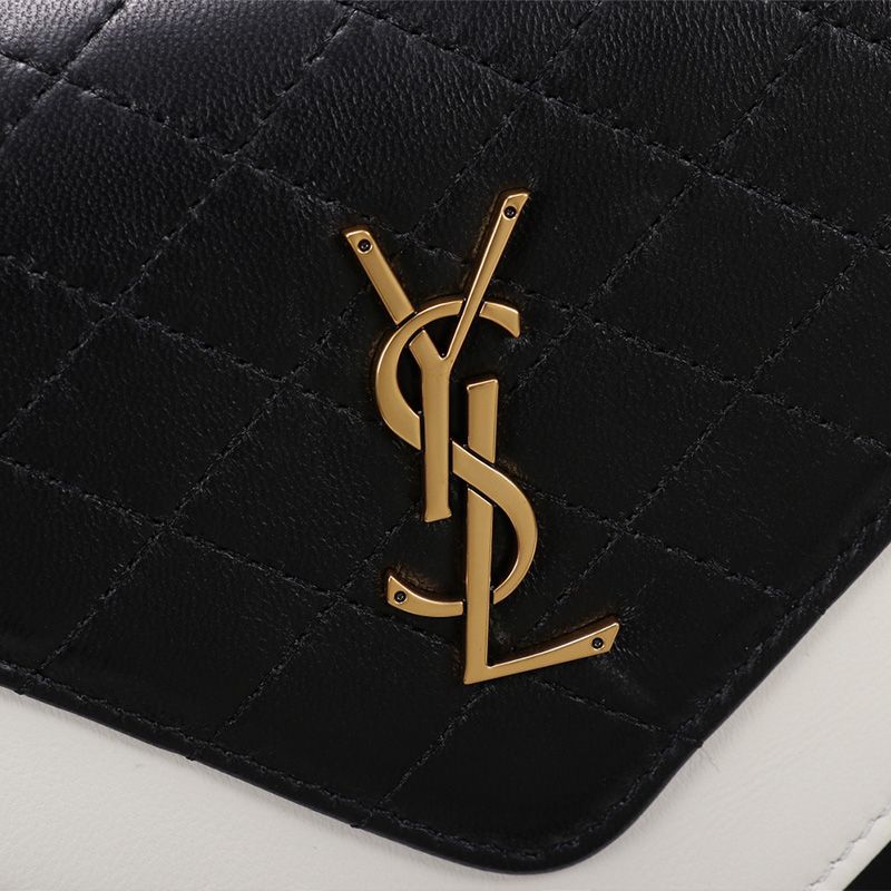 Saint Laurent Gaby Satchel In Quilted Lambskin Black White