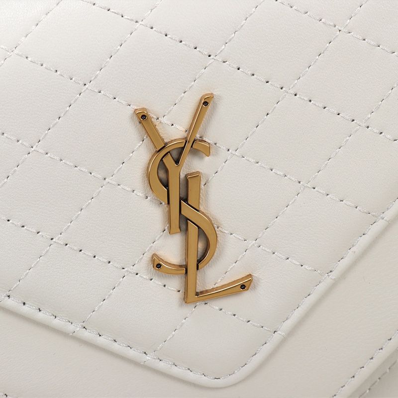 Saint Laurent Gaby Satchel In Quilted Lambskin White