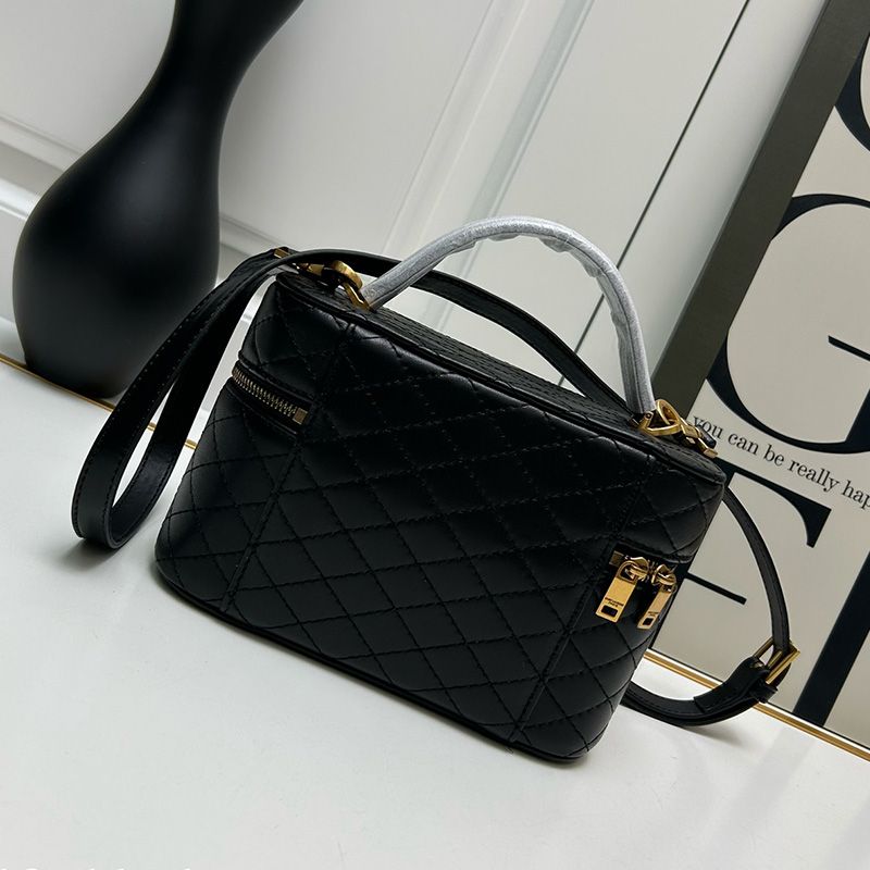 Saint Laurent Gaby Vanity Bag In Quilted Lambskin Black Gold