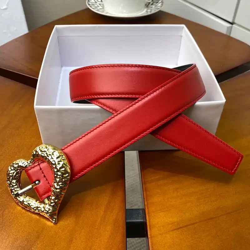 Saint Laurent Heart Belt In Nappa Leather Red Gold