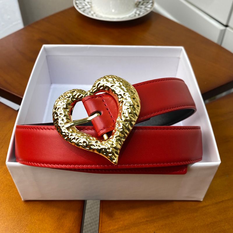 Saint Laurent Heart Belt In Nappa Leather Red Gold