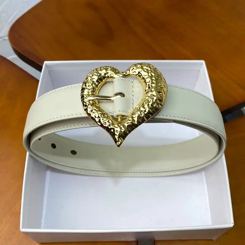 CHEAP Saint Laurent Heart Belt In Nappa Leather White Gold