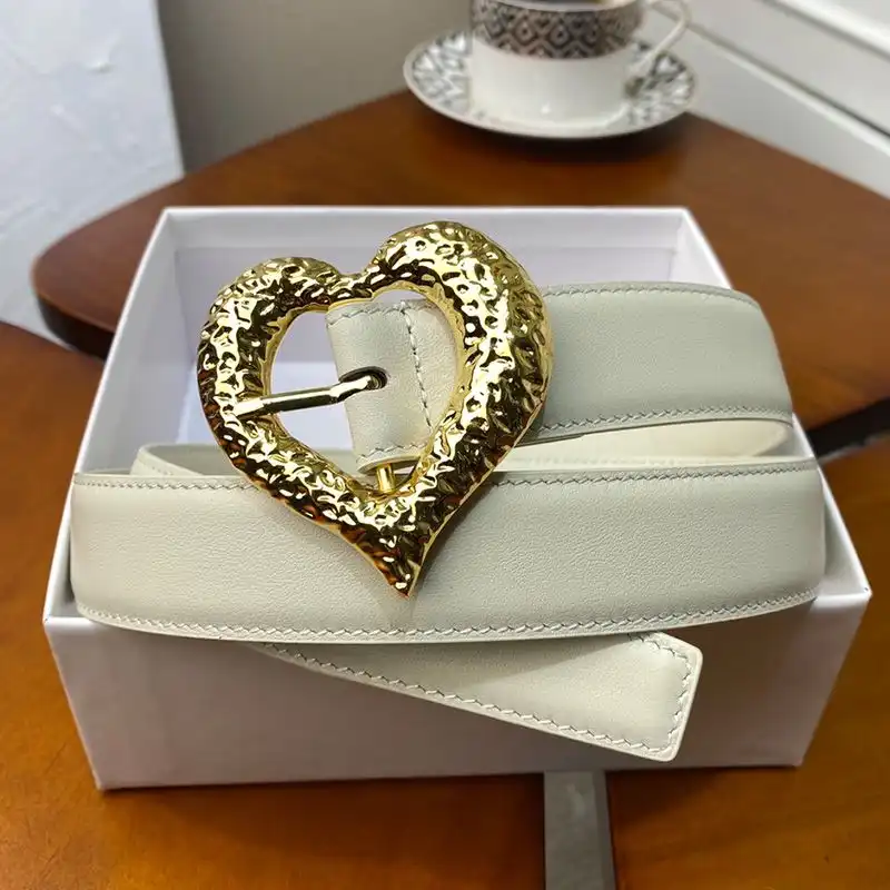 CHEAP Saint Laurent Heart Belt In Nappa Leather White Gold