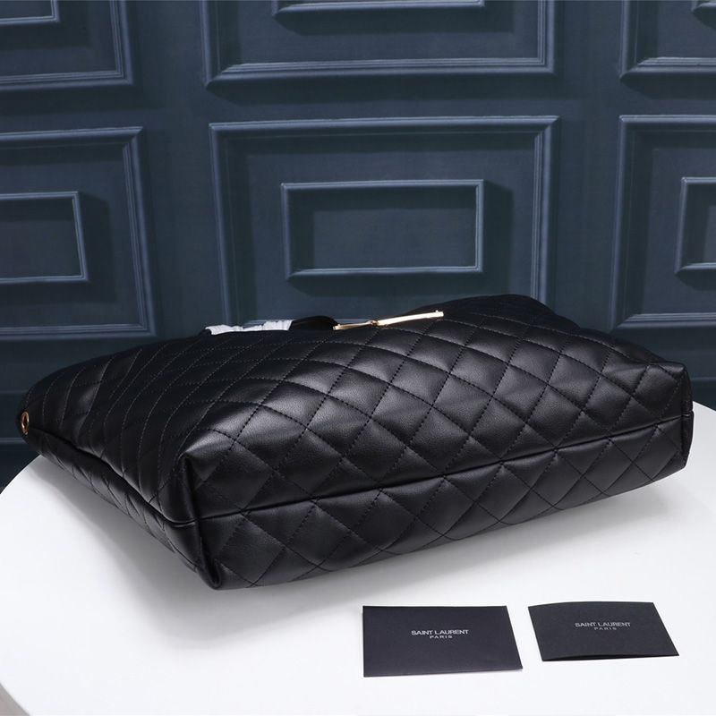 Saint Laurent Icare Maxi Shopping Bag In Quilted Lambskin Black Gold