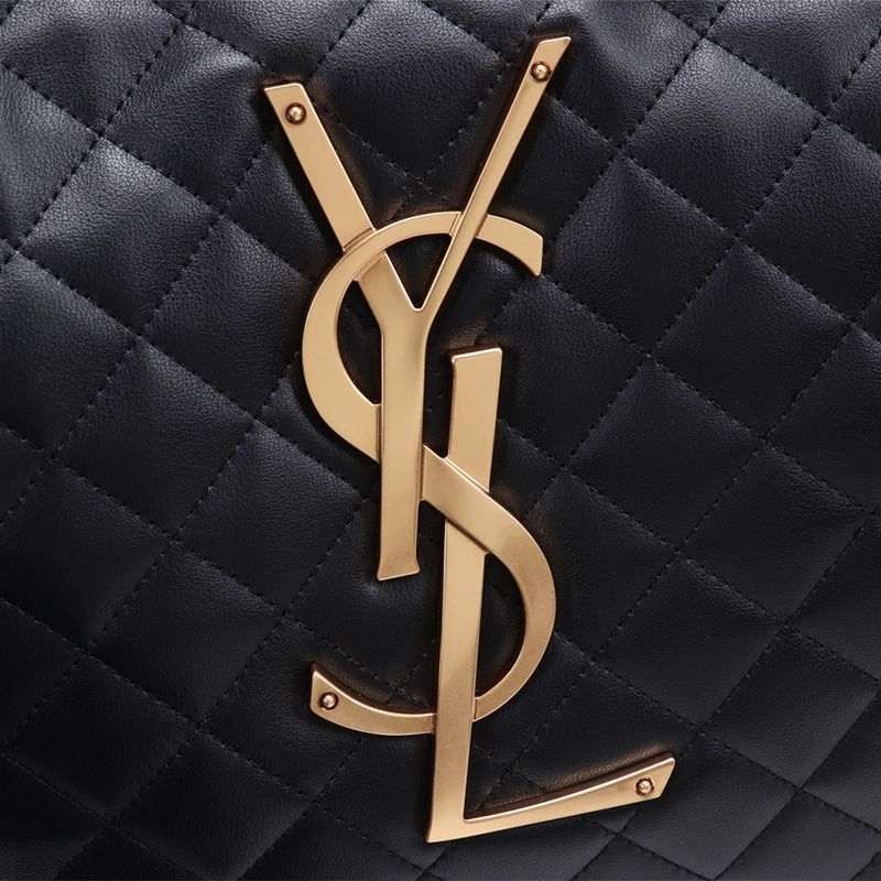 Saint Laurent Icare Maxi Shopping Bag In Quilted Lambskin Black Gold