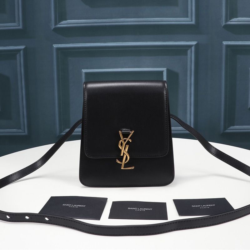 Saint Laurent Kaia North South Satchel In Vegetable-Tanned Leather Black Gold