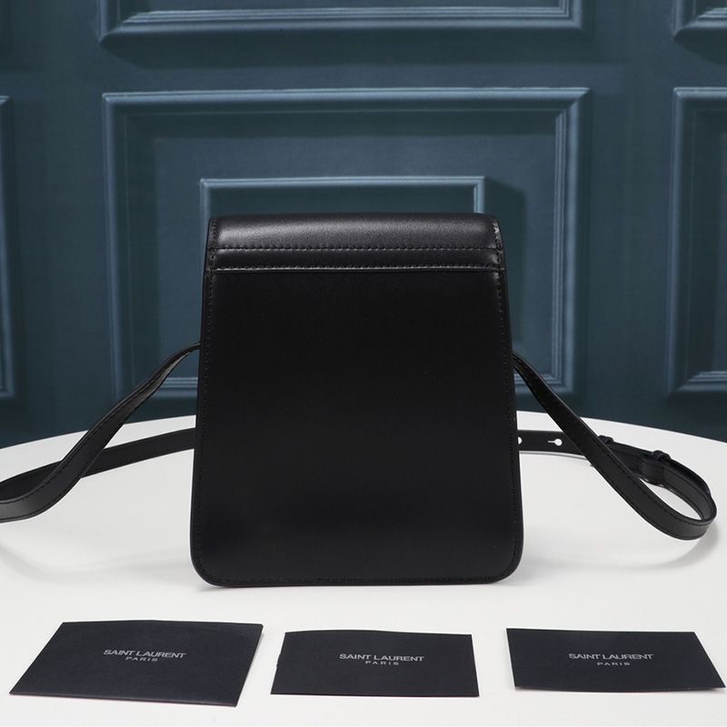 Saint Laurent Kaia North South Satchel In Vegetable-Tanned Leather Black Gold