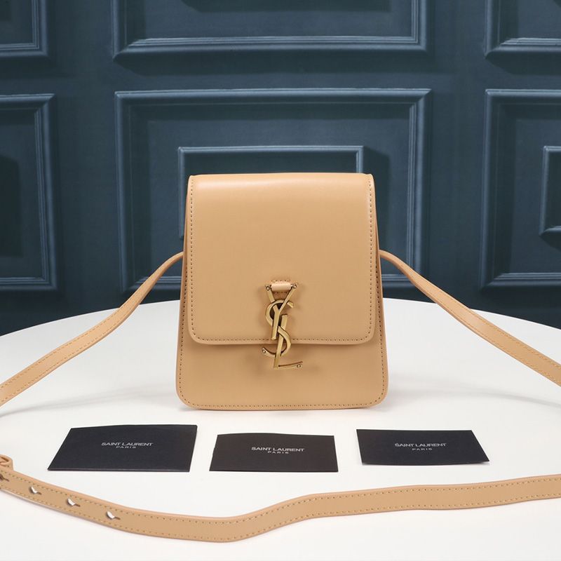 Saint Laurent Kaia North South Satchel In Vegetable-Tanned Leather Brown Gold