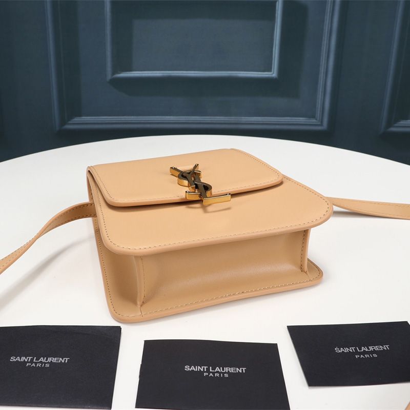 Saint Laurent Kaia North South Satchel In Vegetable-Tanned Leather Brown Gold