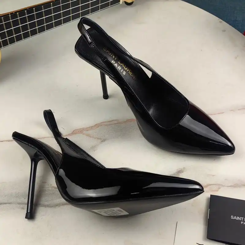 Saint Laurent Kiss 105 Slingback Pumps Women Patent Leather Black