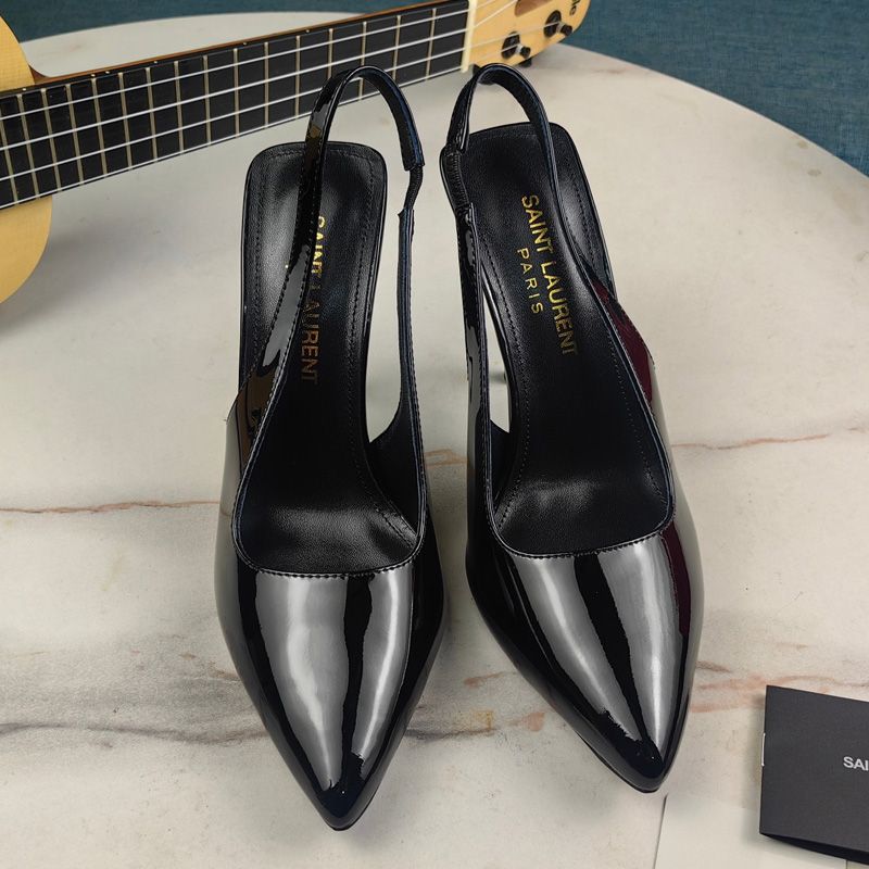 Saint Laurent Kiss 105 Slingback Pumps Women Patent Leather Black