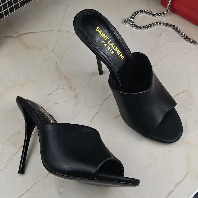 Saint Laurent La 16 Heeled Mules Women Smooth Leather Black