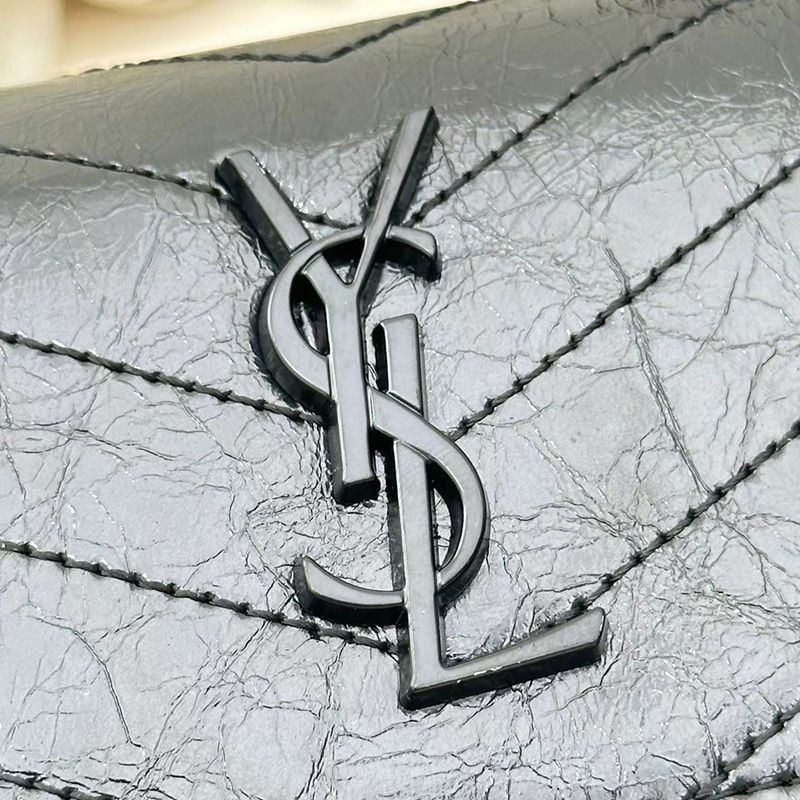 Saint Laurent Large Cassandra Bifold Wallet In Crinkled Matelasse Leather Black