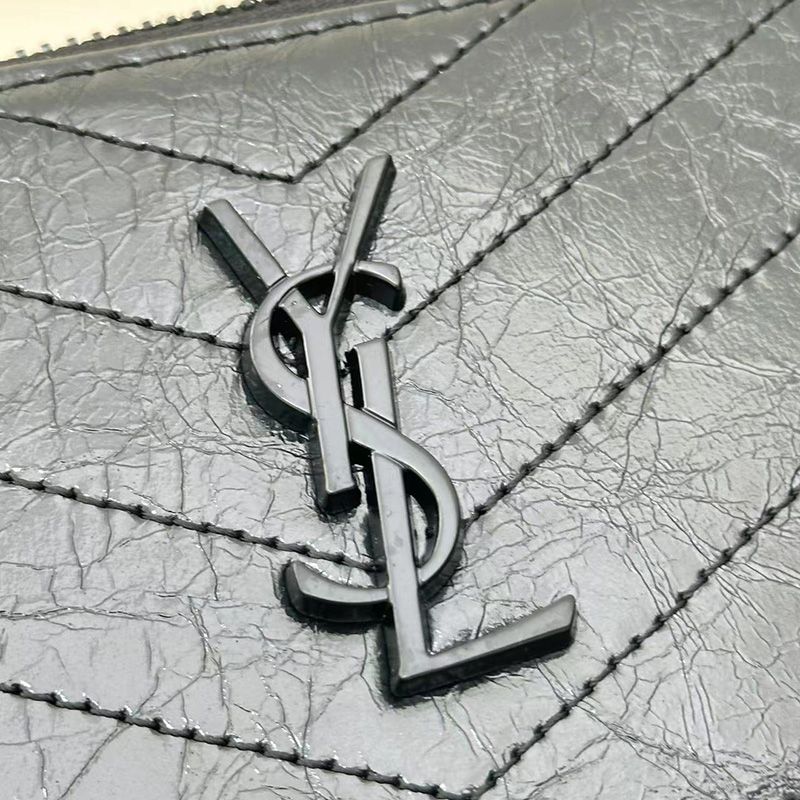 Saint Laurent Large Cassandra Zip Around Wallet In Crinkled Matelasse Leather Black