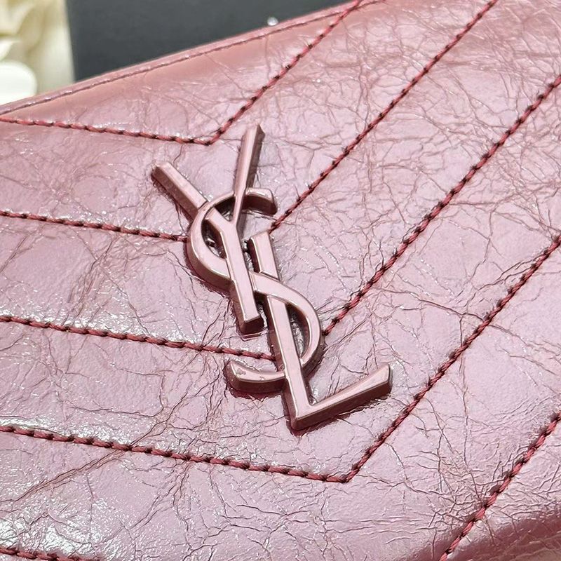 Saint Laurent Large Cassandra Zip Around Wallet In Crinkled Matelasse Leather Burgundy