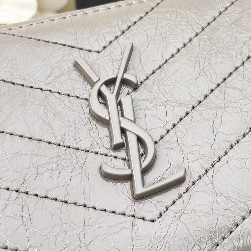 Saint Laurent Large Cassandra Zip Around Wallet In Crinkled Matelasse Leather Grey