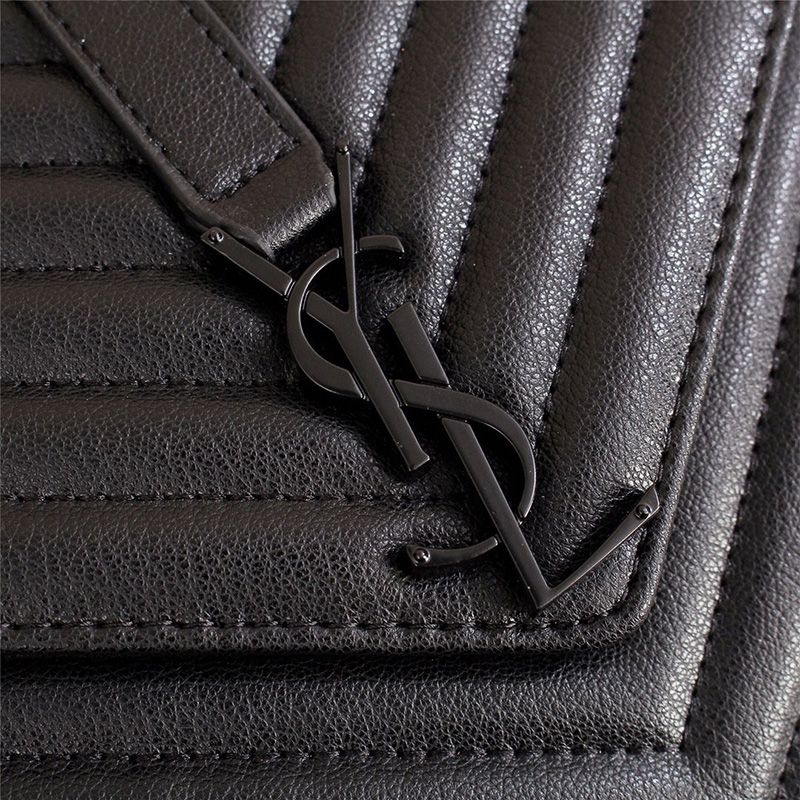 Saint Laurent Large Classic College Chain Bag In Matelasse Leather Black