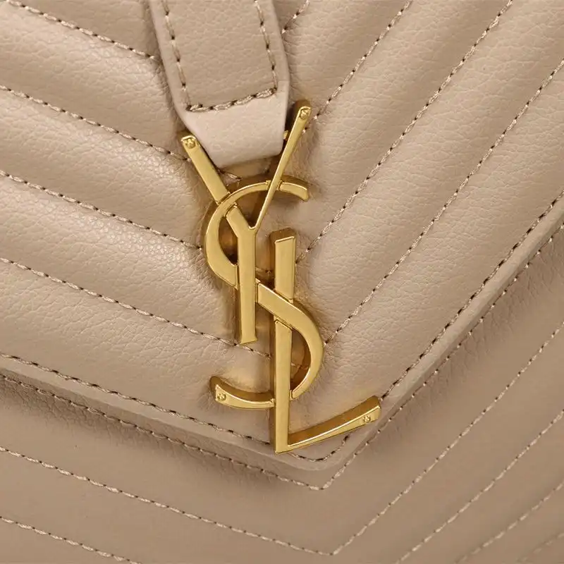 Cheap Saint Laurent Large Classic College Chain Bag In Matelasse Leather Apricot Gold