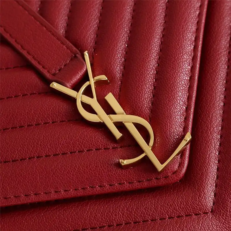 Cheap Saint Laurent Large Classic College Chain Bag In Matelasse Leather Red Gold