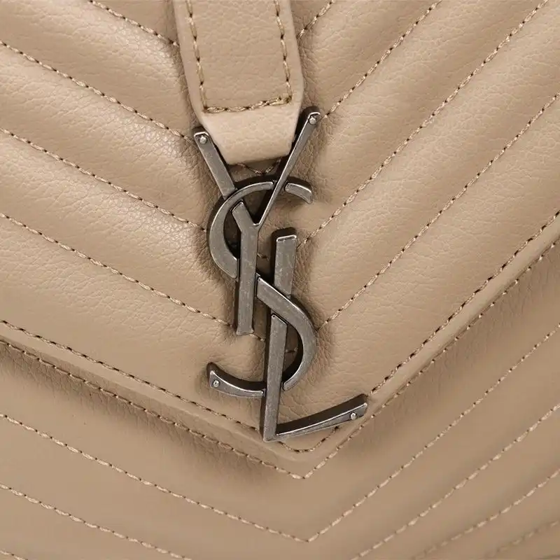 Cheap Saint Laurent Large Classic College Chain Bag In Matelasse Leather Apricot Silver