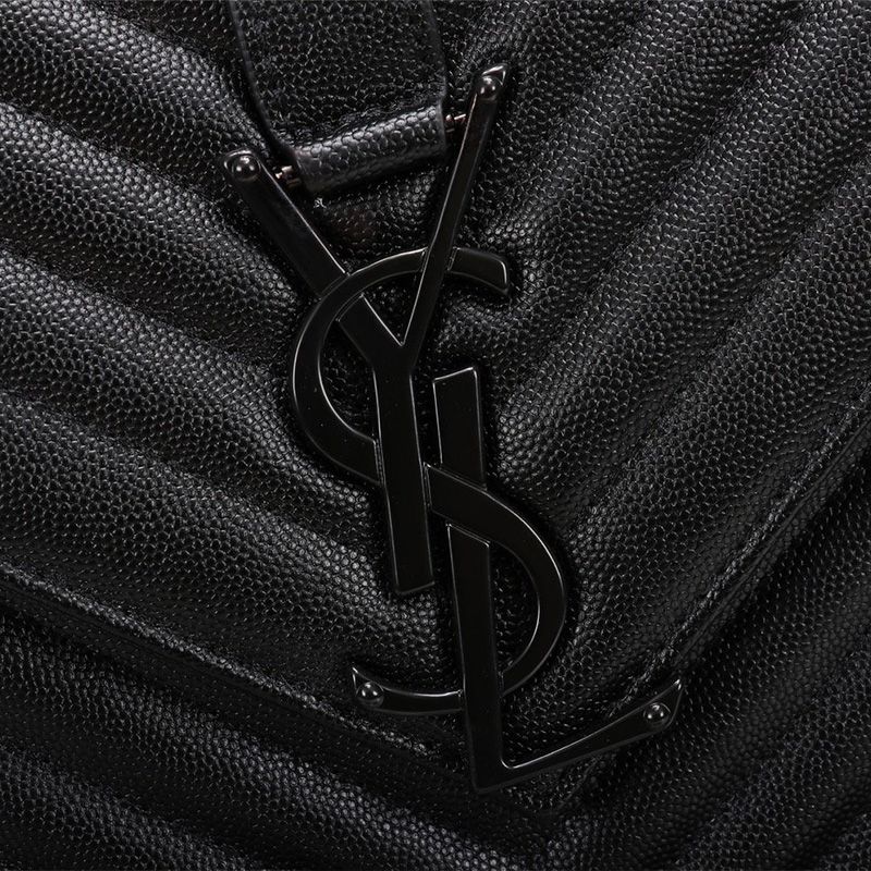 Saint Laurent Large Envelope Chain Bag In Textured Matelasse Leather Black