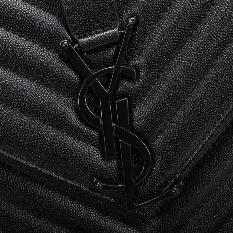 Cheap Saint Laurent Large Envelope Chain Bag In Textured Matelasse Leather Black