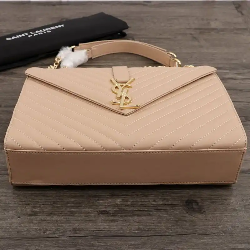 Cheap Saint Laurent Large Envelope Chain Bag In Matelasse Leather Apricot Gold