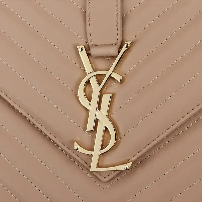 Cheap Saint Laurent Large Envelope Chain Bag In Matelasse Leather Apricot Gold