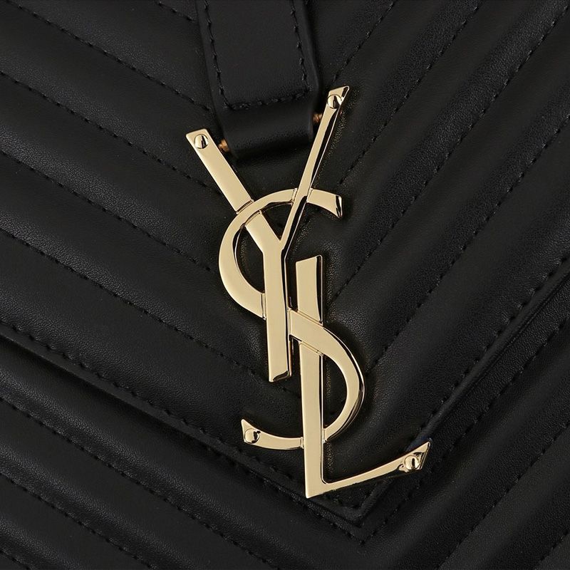 Saint Laurent Large Envelope Chain Bag In Matelasse Leather Black Gold