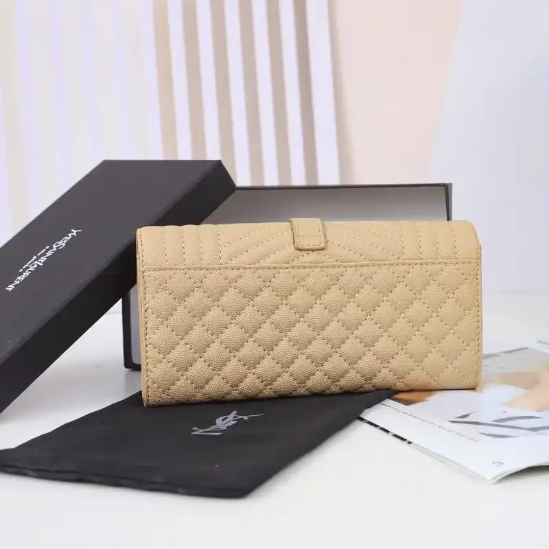 Cheap Saint Laurent Large Envelope Flap Wallet In Mixed Grained Matelasse Leather Apricot Gold