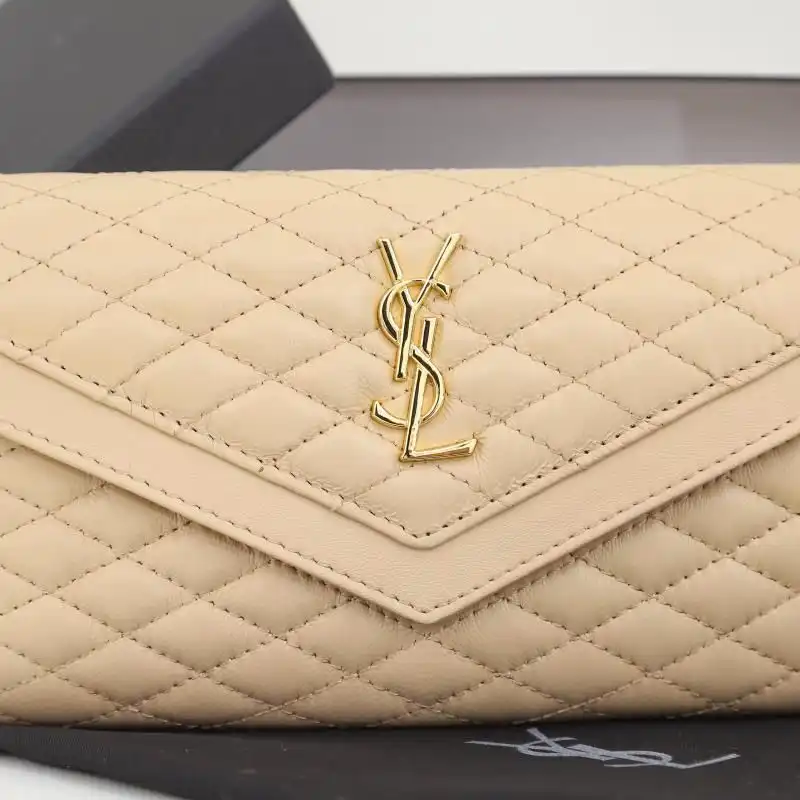 Cheap Saint Laurent Large Gaby Flap Wallet In Quilted Lambskin Apricot Gold